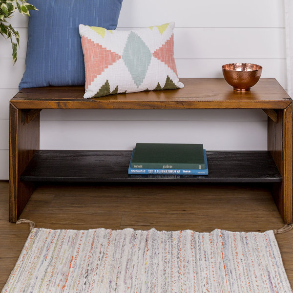 Loon Peak® Osterhoudt Solid Wood Shelves Storage Bench & Reviews Wayfair